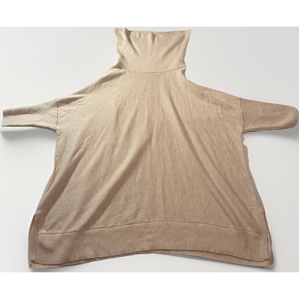 Chico's Pullover Sweater Knit Oatmeal Heather Cowl Neck 3/4 Sleeve Size 3 NWT